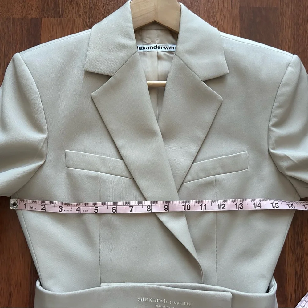 NWOT Alexander Wang Dry Wool Twill Blazer Jacket Dress w/ Logo Belt 4